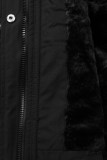 Winterparka mit Kunstfellkapuze schwarz