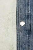 Jeansjacke mit kuscheligem Fellimitat blau/weiß