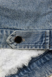 Jeansjacke mit kuscheligem Fellimitat blau/weiß