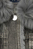 Jeansjacke mit kuscheligem Fellimitat grau/grau