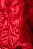 Jacke mit Gürtel und Fleecefutter rot