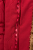 Wintermantel mit Teddy-Futter rot