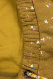 Verlängerte Sweatjacke mit Blumenmuster mustard