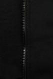 Verlängerte Sweatjacke mit hohem Kragen und Kapuze schwarz