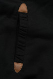 Verlängerte Sweatjacke mit hohem Kragen und Kapuze schwarz