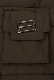 Schokoladenbraune Steppjacke mit Kunstpelz
