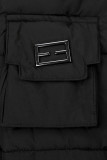 Schwarze Steppjacke mit Kunstpelz