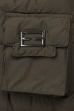Braune Steppjacke mit Kunstpelz