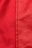 Lederimitatjacke im Biker-Look rot