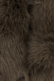 Damen-Winterjacke mit Strickbündchen Braun
