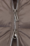Winterjacke mit Fell, halbglänzend, Dunkelbeige