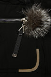 Langer Damen-Winterparka mit verstellbarer Taille Schwarz
