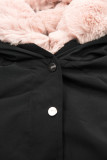 Parka mit Kunstpelz Saum schwarz-rosa