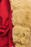 Parka mit Kunstpelz Saum rot-beige