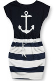 Kleid im Anker Druck dunkelblau