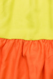 Kleid mit Color-Blocking-Optik gelbgrün/orange
