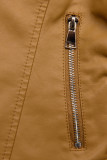Basics Lederimitatjacke Camel Braun