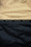 Wintermantel mit Kapuze und Kunstfell Dunkelblau/Beige