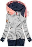 Verlängerte Sweatjacke mit Kapuze grau/dunkelblau