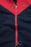 Sweatjacke in langer Form blau/rot/grau