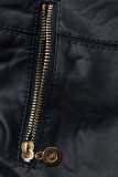 Kurzjacke aus weichem Lederimitat dunkelblau