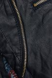 Kurzjacke aus weichem Lederimitat dunkelblau