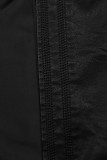 Kunstlederjacke mit hohem Kragen schwarz