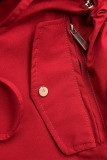 Leichter Parka mit Kapuze Rot/Hahnentrittmuster