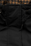Leichter Parka mit Kapuze Schwarz/Braun Hahnentrittmuster