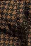 Leichter Parka mit Kapuze Schwarz/Braun Hahnentrittmuster
