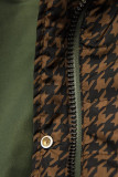 Leichter Parka mit Kapuze Khaki/Hahnentrittmuster