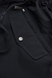 Leichter Parka mit Kapuze Dunkelblau/Hahnentrittmuster