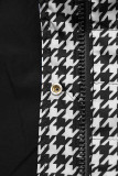 Leichter Parka mit Kapuze Schwarz/Hahnentrittmuster