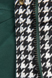 Leichter Parka mit Kapuze Grün/Hahnentrittmuster