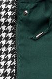 Leichter Parka mit Kapuze Grün/Hahnentrittmuster