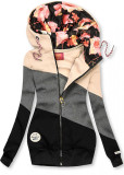 Kapuzensweatjacke in Colorblocking-Optik beige/anthrazit/schwarz