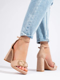 Beige Damen Sandalen mit hohen Absätzen
