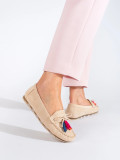 Beige Wildleder Mokassins Boho mit Fransen