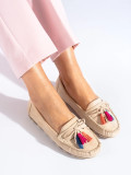 Beige Wildleder Mokassins Boho mit Fransen