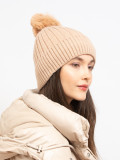 Bommelmütze Damen Beige