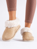 Damen Hausschuhe mit Kunstfell Beige