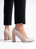 Beige Pumps mit Blockabsatz