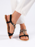 Schwarze Sandalen mit Perlen