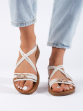Weiße Damen Sandalen mit dicker Sohle