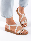 Weiße Damen Sandalen mit dicker Sohle