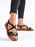 Schwarze Damen Sandalen mit dicker Sohle