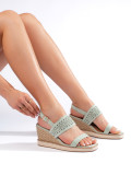 Grüne Damen Sandalen mit Keilabsatz