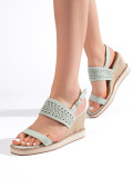 Grüne Damen Sandalen mit Keilabsatz