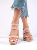 Rosa Damen Sandalen mit Keilabsatz