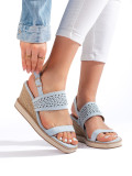 Blaue Damen Sandalen mit Keilabsatz